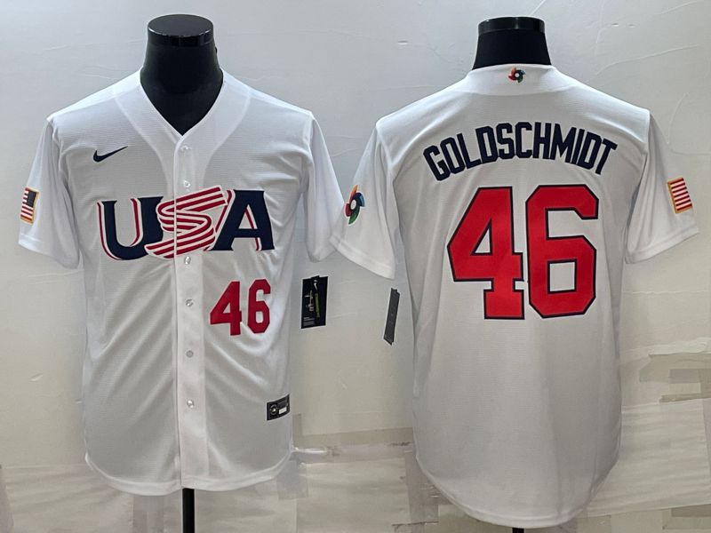 Men 2023 World Cub USA #46 Goldschmidt White Nike MLB Jersey7